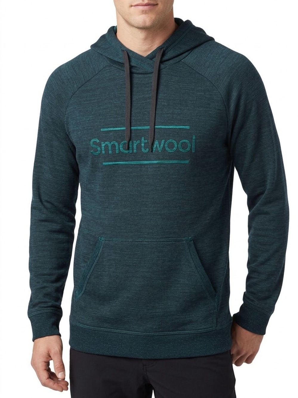 Smartwool Merino Cotton Logo Hoodie Large Blue Teal Wool Blend SW016447